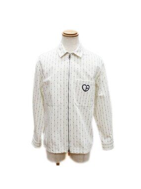 Dior Zip Jacket 213 D486 A5448 Denim White Heart Logo Size 44 Cotton